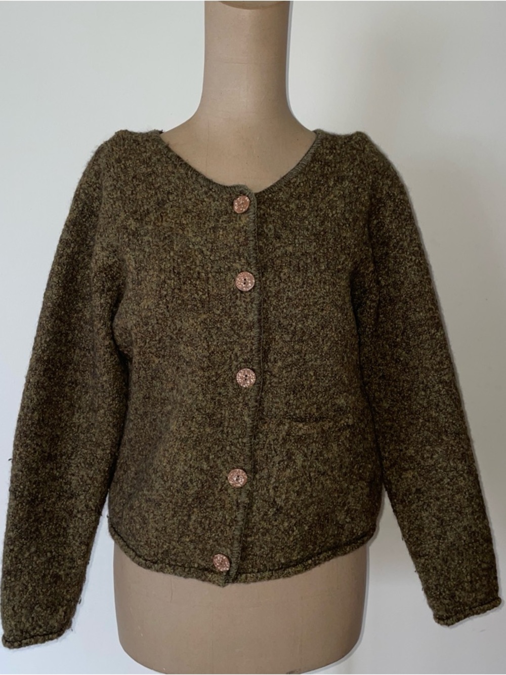Deane & White boucle SWTR SZ.S‎ wool blend/soft/green color VNTGE